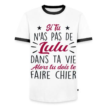 Si Tu N'as Pas De Lulu Dans Ta Vie Cadeau - T-shirt contrasté Homme - blanc/noir - Devant - AI Model Female 172 light (172cm) & AI Model Male 178 dark (178cm)