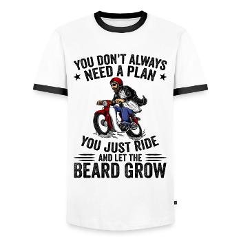 Motorcycle Beard Biker Full Beard Bike Rocker - T-shirt contrasté Homme - blanc/noir - Devant - AI Model Female 172 light (172cm) & AI Model Male 178 dark (178cm)