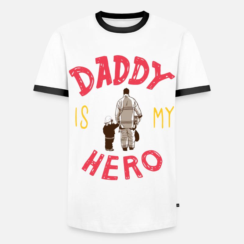 Firefighter firefighter father gift son - Men's Ringer Shirt - white/black