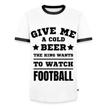 Fußball lustiger Spruch - Männer Kontrast-T-Shirt - Weiß/Schwarz - Vorne - AI Model Female 172 light (172cm) & AI Model Male 178 dark (178cm)