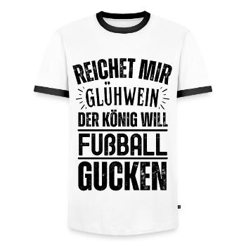 Fußball Fussball lustiger Spruch Deutschland - Männer Kontrast-T-Shirt - Weiß/Schwarz - Vorne - AI Model Female 172 light (172cm) & AI Model Male 178 dark (178cm)