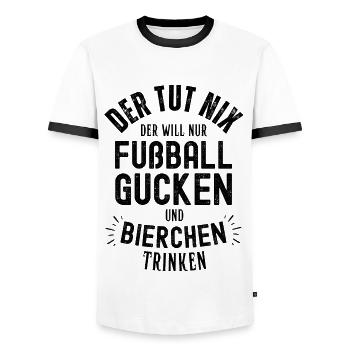 Fußball Fussball Bier lustiger Spruch Deutschland - Männer Kontrast-T-Shirt - Weiß/Schwarz - Vorne - AI Model Female 172 light (172cm) & AI Model Male 178 dark (178cm)