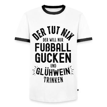 Fußball Fussball lustiger Spruch Deutschland - Männer Kontrast-T-Shirt - Weiß/Schwarz - Vorne - AI Model Female 172 light (172cm) & AI Model Male 178 dark (178cm)