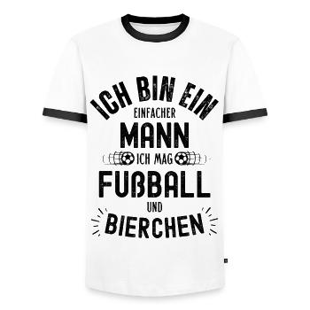Fußball Fussball Bier lustiger Spruch Deutschland - Männer Kontrast-T-Shirt - Weiß/Schwarz - Vorne - AI Model Female 172 light (172cm) & AI Model Male 178 dark (178cm)