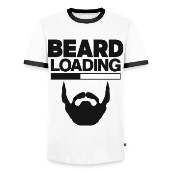 Beard loading - Beard Wearer Gift Idea - Men's Ringer Shirt - white/black - Front - AI Model Female 172 light (172cm) & AI Model Male 178 dark (178cm)