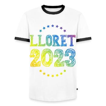 Lloret De Mar 2023 - T-shirt contrasté Homme - blanc/noir - Devant - AI Model Female 172 light (172cm) & AI Model Male 178 dark (178cm)