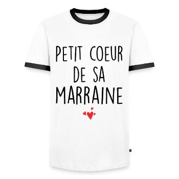 Petit Coeur De Sa Marraine - Humour Marraine - T-shirt contrasté Homme - blanc/noir - Devant - AI Model Female 172 light (172cm) & AI Model Male 178 dark (178cm)