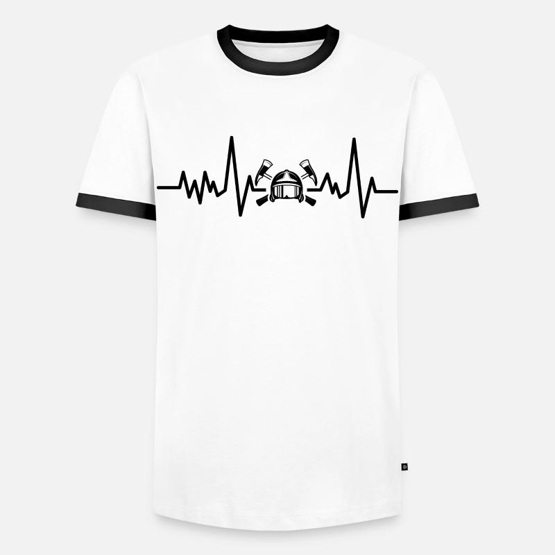 Firefighter heartbeat - Men's Ringer Shirt - white/black