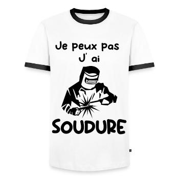 Je Peux Pas J ai Soudure Humour Soudeur Cadeau - T-shirt contrasté Homme - blanc/noir - Devant - AI Model Female 172 light (172cm) & AI Model Male 178 dark (178cm)