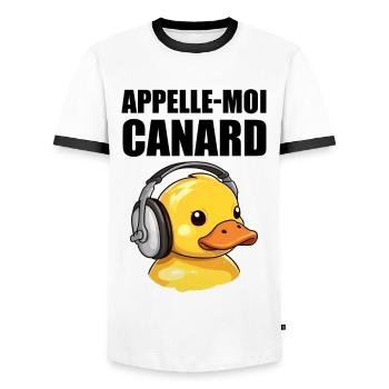 Appelle-moi Canard - T-shirt contrasté Homme - blanc/noir - Devant - AI Model Female 172 light (172cm) & AI Model Male 178 dark (178cm)