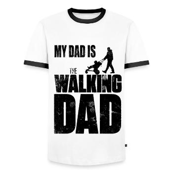 My Dad is The Walking Dad Father Father's Day Child - Men's Ringer Shirt - white/black - Front - AI Model Female 172 light (172cm) & AI Model Male 178 dark (178cm)