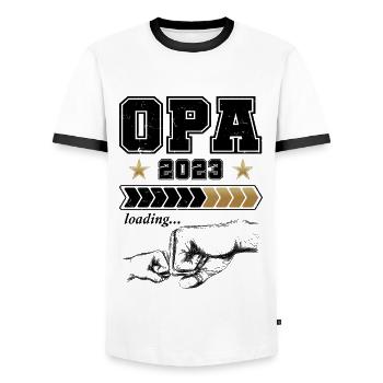Opa Loading 2023 - Männer Kontrast-T-Shirt - Weiß/Schwarz - Vorne - AI Model Female 172 light (172cm) & AI Model Male 178 dark (178cm)