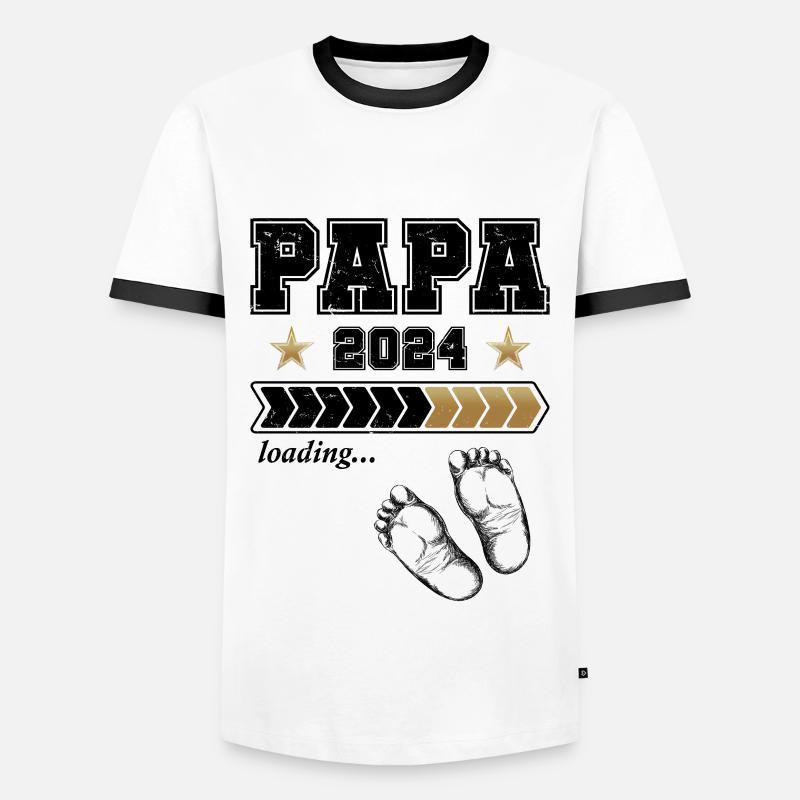 Papa Loading 2024 - Männer Kontrast-T-Shirt - Weiß/Schwarz