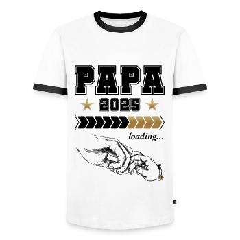 Papa 2025 Loading - Männer Kontrast-T-Shirt - Weiß/Schwarz - Vorne - AI Model Female 172 light (172cm) & AI Model Male 178 dark (178cm)
