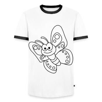 Butterfly Comic Animal - Men's Ringer Shirt - white/black - Front - AI Model Female 172 light (172cm) & AI Model Male 178 dark (178cm)