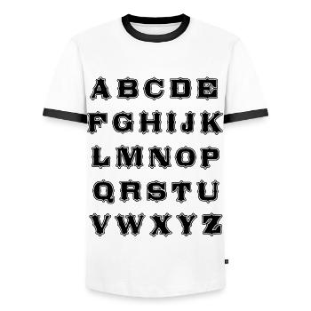 Alphabet - Männer Kontrast-T-Shirt - Weiß/Schwarz - Vorne - AI Model Female 172 light (172cm) & AI Model Male 178 dark (178cm)