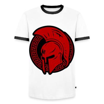 Spartaner Helm Gladiator Sparta - Männer Kontrast-T-Shirt - Weiß/Schwarz - Vorne - AI Model Female 172 light (172cm) & AI Model Male 178 dark (178cm)