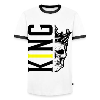 Crâne de roi - T-shirt contrasté Homme - blanc/noir - Devant - AI Model Female 172 light (172cm) & AI Model Male 178 dark (178cm)