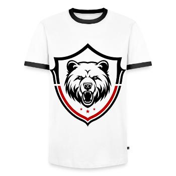 Grizzly Bear Shield - Men's Ringer Shirt - white/black - Front - AI Model Female 172 light (172cm) & AI Model Male 178 dark (178cm)