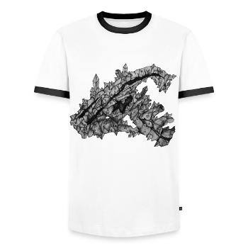 Black and White Crystal Parasaurolophus - Men's Ringer Shirt - white/black - Front - AI Model Female 172 light (172cm) & AI Model Male 178 dark (178cm)