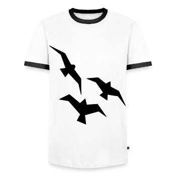 Vögel Möwen Vogelschwarm - Männer Kontrast-T-Shirt - Weiß/Schwarz - Vorne - AI Model Female 172 light (172cm) & AI Model Male 178 dark (178cm)