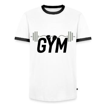 Fitness – Shirt Workout Fitness Class Cadeau - T-shirt contrasté Homme - blanc/noir - Devant - AI Model Female 172 light (172cm) & AI Model Male 178 dark (178cm)