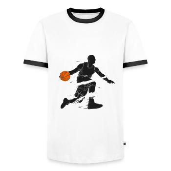 Basketball player - Men's Ringer Shirt - white/black - Front - AI Model Female 172 light (172cm) & AI Model Male 178 dark (178cm)