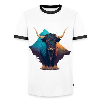 Yak coloré - T-shirt contrasté Homme - blanc/noir - Devant - AI Model Female 172 light (172cm) & AI Model Male 178 dark (178cm)