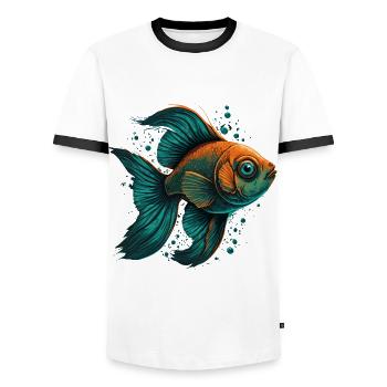 Fish Eye - Men's Ringer Shirt - white/black - Front - AI Model Female 172 light (172cm) & AI Model Male 178 dark (178cm)