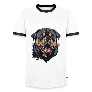 Rottweiler - Männer Kontrast-T-Shirt - Weiß/Schwarz - Vorne - AI Model Female 172 light (172cm) & AI Model Male 178 dark (178cm)