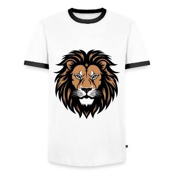 Lion - Men's Ringer Shirt - white/black - Front - AI Model Female 172 light (172cm) & AI Model Male 178 dark (178cm)