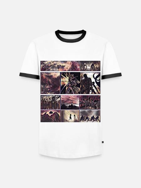 Herrenkollektion | Online-Modus - Männer Kontrast-T-Shirt - Weiß/Schwarz
