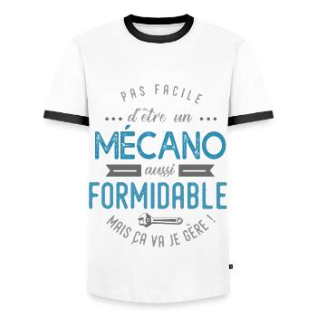 mécanisien mécano formidable - T-shirt contrasté Homme - blanc/noir - Devant - AI Model Female 172 light (172cm) & AI Model Male 178 dark (178cm)