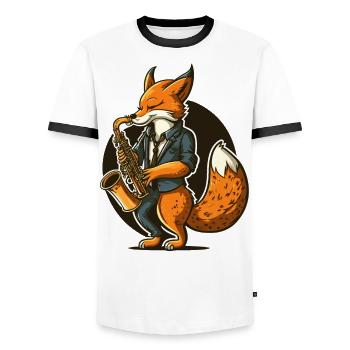 Jazz Fuchs - Männer Kontrast-T-Shirt - Weiß/Schwarz - Vorne - AI Model Female 172 light (172cm) & AI Model Male 178 dark (178cm)