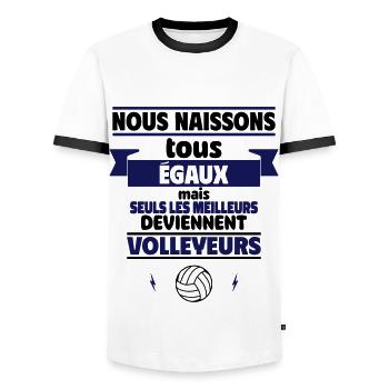 les meilleurs volleyeurs - T-shirt contrasté Homme - blanc/noir - Devant - AI Model Female 172 light (172cm) & AI Model Male 178 dark (178cm)
