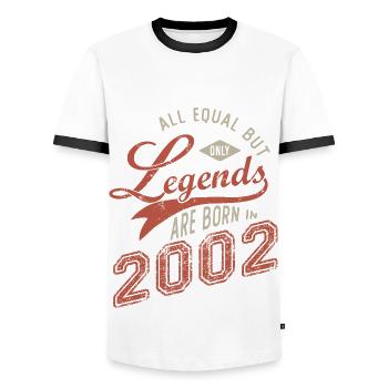 LEGENDS ARE BORN IN 2002born in 2002 anniversary 19 - Men's Ringer Shirt - white/black - Front - AI Model Female 172 light (172cm) & AI Model Male 178 dark (178cm)