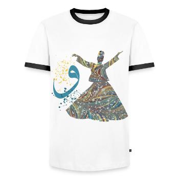 derwisch e 201 - Men's Ringer Shirt - white/black - Front - AI Model Female 172 light (172cm) & AI Model Male 178 dark (178cm)