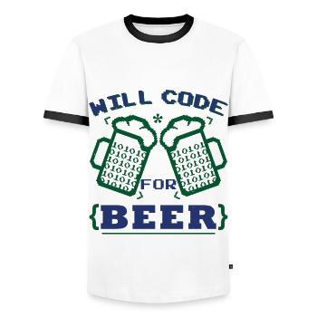 Funny Beer Coding Coder - Men's Ringer Shirt - white/black - Front - AI Model Female 172 light (172cm) & AI Model Male 178 dark (178cm)