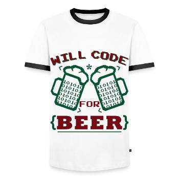 Will Code For Beer - Men's Ringer Shirt - white/black - Front - AI Model Female 172 light (172cm) & AI Model Male 178 dark (178cm)