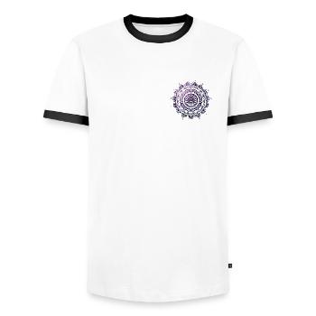Beautiful mandala Buddhism yoga - Men's Ringer Shirt - white/black - Front - AI Model Female 172 light (172cm) & AI Model Male 178 dark (178cm)
