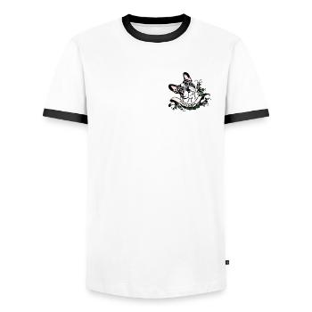 French Bulldog Anno 1900 - Men's Ringer Shirt - white/black - Front - AI Model Female 172 light (172cm) & AI Model Male 178 dark (178cm)