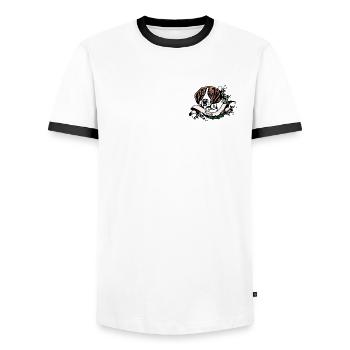 Beagle Anno 1900 - Men's Ringer Shirt - white/black - Front - AI Model Female 172 light (172cm) & AI Model Male 178 dark (178cm)