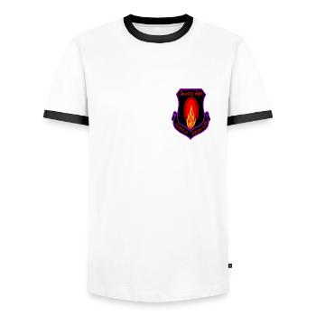 Kenpokan dojo - Men's Ringer Shirt - white/black - Front - AI Model Female 172 light (172cm) & AI Model Male 178 dark (178cm)