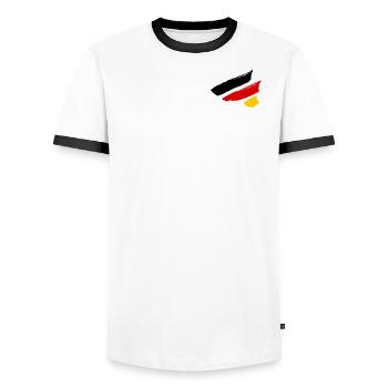 Germany Flag Stripe - Men's Ringer Shirt - white/black - Front - AI Model Female 172 light (172cm) & AI Model Male 178 dark (178cm)