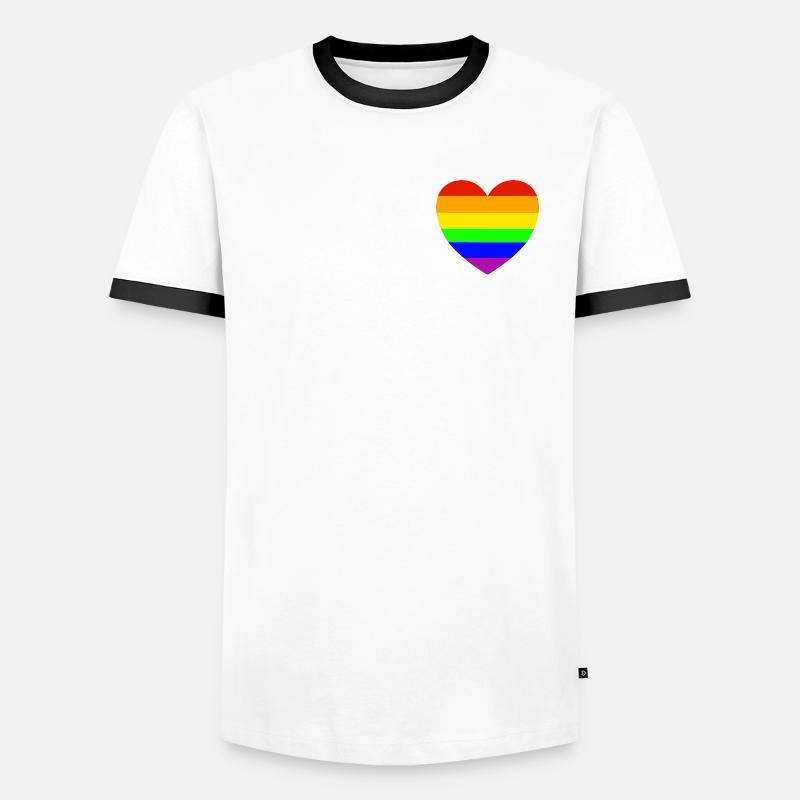 Regenbogenherz Pride Design - Männer Kontrast-T-Shirt - Weiß/Schwarz