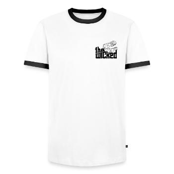 Skull Logo - light collection - Men's Ringer Shirt - white/black - Front - AI Model Female 172 light (172cm) & AI Model Male 178 dark (178cm)