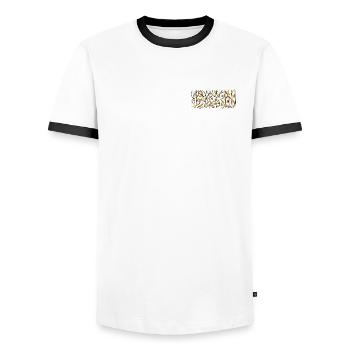 Schahada la ilaha illa ALLAH - Männer Kontrast-T-Shirt - Weiß/Schwarz - Vorne - AI Model Female 172 light (172cm) & AI Model Male 178 dark (178cm)