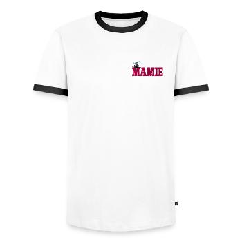 Oma Oma Skifahren - Männer Kontrast-T-Shirt - Weiß/Schwarz - Vorne - AI Model Female 172 light (172cm) & AI Model Male 178 dark (178cm)