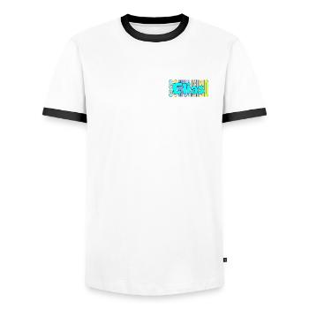 SCHULKIND ELIAS EINSCHULUNG - Männer Kontrast-T-Shirt - Weiß/Schwarz - Vorne - AI Model Female 172 light (172cm) & AI Model Male 178 dark (178cm)
