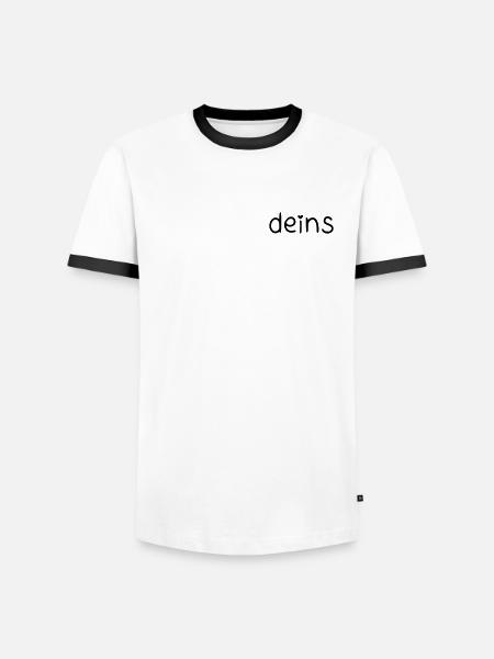 deins – mit Herz - Männer Kontrast-T-Shirt - Weiß/Schwarz